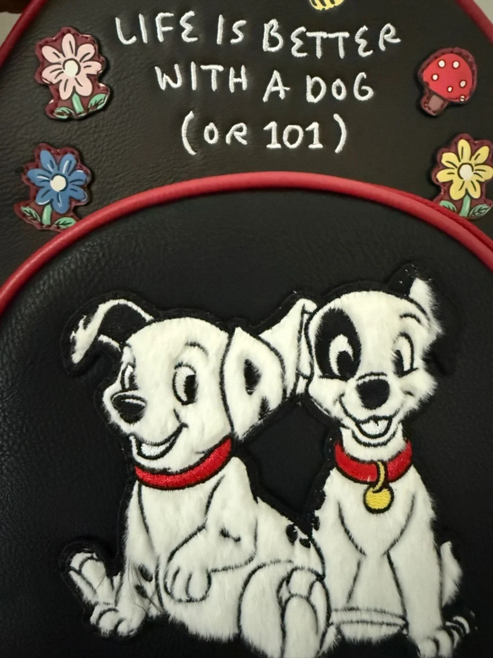 Disney Black and Red 101 Dalmatians Dog Applique Mini Backpack